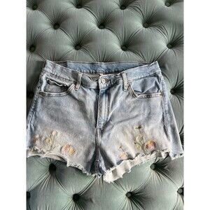 Vtg Levi's Floral Embroidered Jean Denim Shorts Size 31